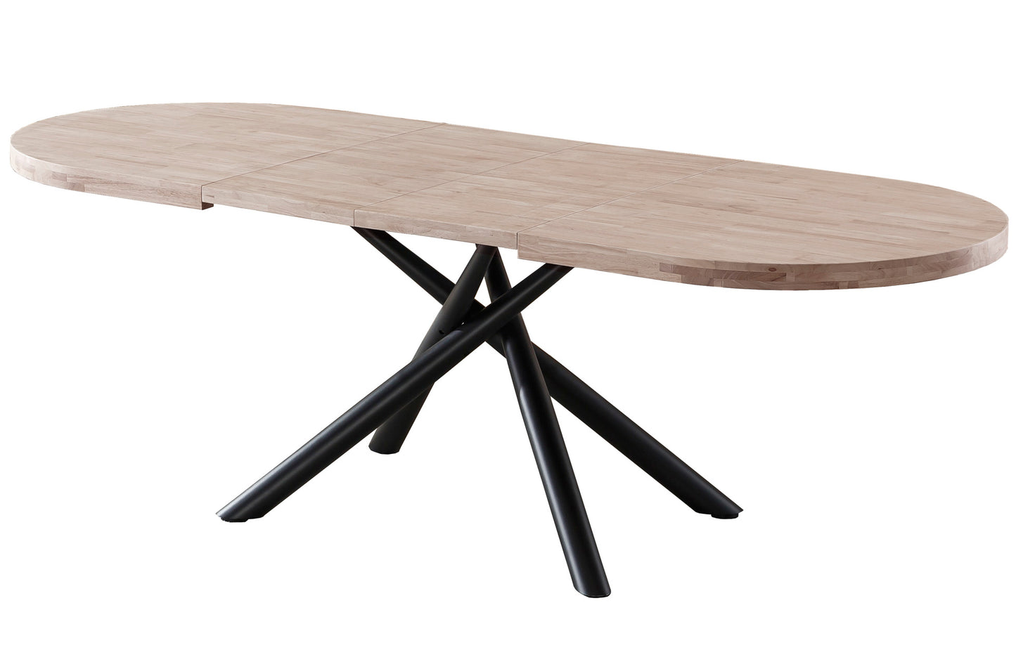 🍽️ Mesa de Comedor Extensible Senda Oval – Roble Nordish o Honey con Patas Metálicas Negras (160-200-240 cm)