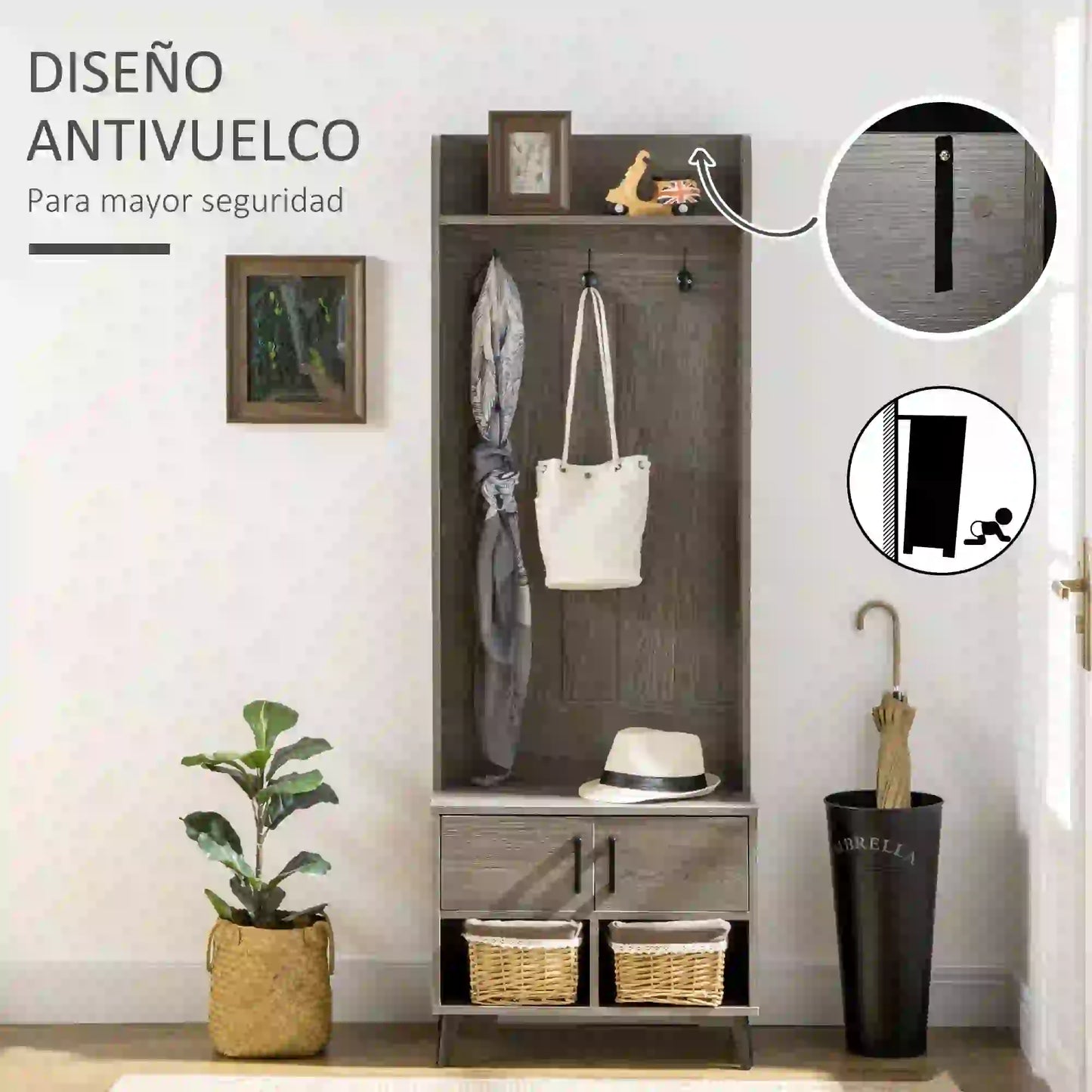 PERCHERO RUSTIC GREY STORAGE 4 EN 1 image 10