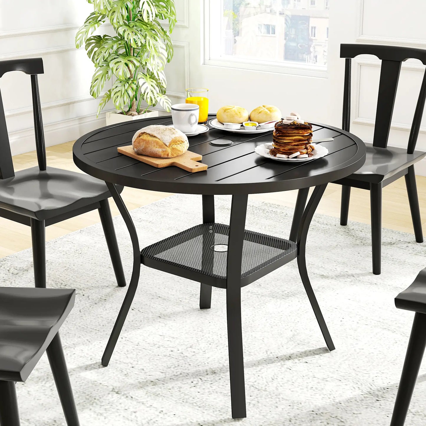 MESA DE COMEDOR EXTERIOR REDONDA BLACK SHADE Ø90 CM – CON ORIFICIO PARA SOMBRILL image 9