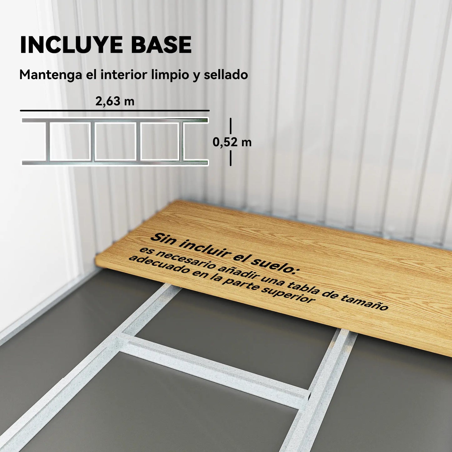 CASETA DE JARDÍN EXTERIOR METÁLICA 3,2 M² GRIS CLARO – MODELO ATARFE image 10