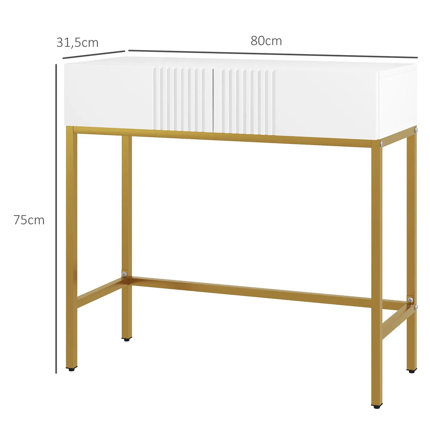 CONSOLA MODERNA BLANCA “GOLDEN LINE DOUBLE DRAWER” image 9