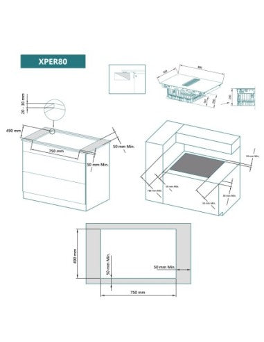 Placa de inducción flexible con extracción Johnson 80 cm 4 zonas de cocinado image 3