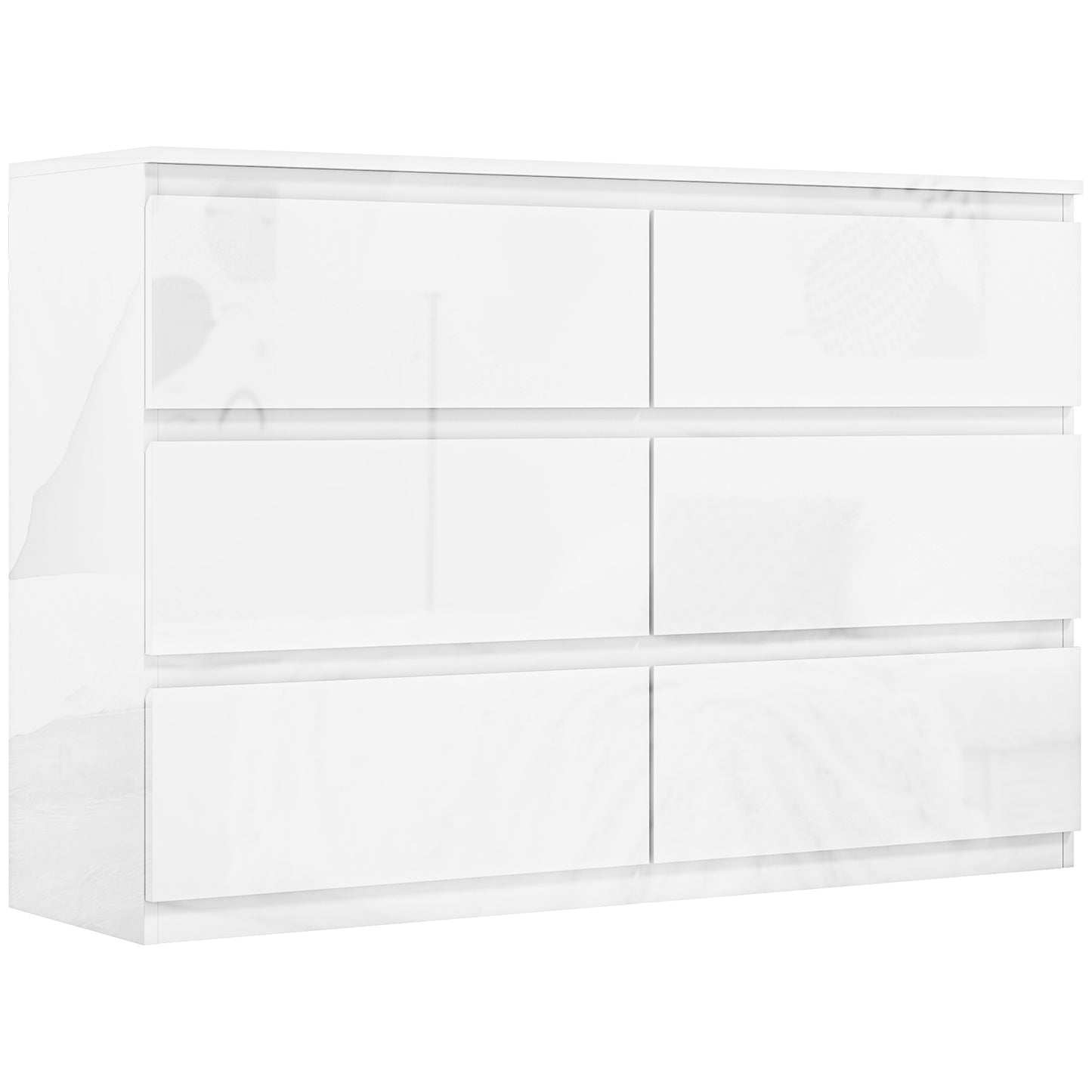 CÓMODA DE DORMITORIO ARLUXA SIX CON 6 CAJONES · ESTILO MODERNO · BLANCO BRILLO image 9