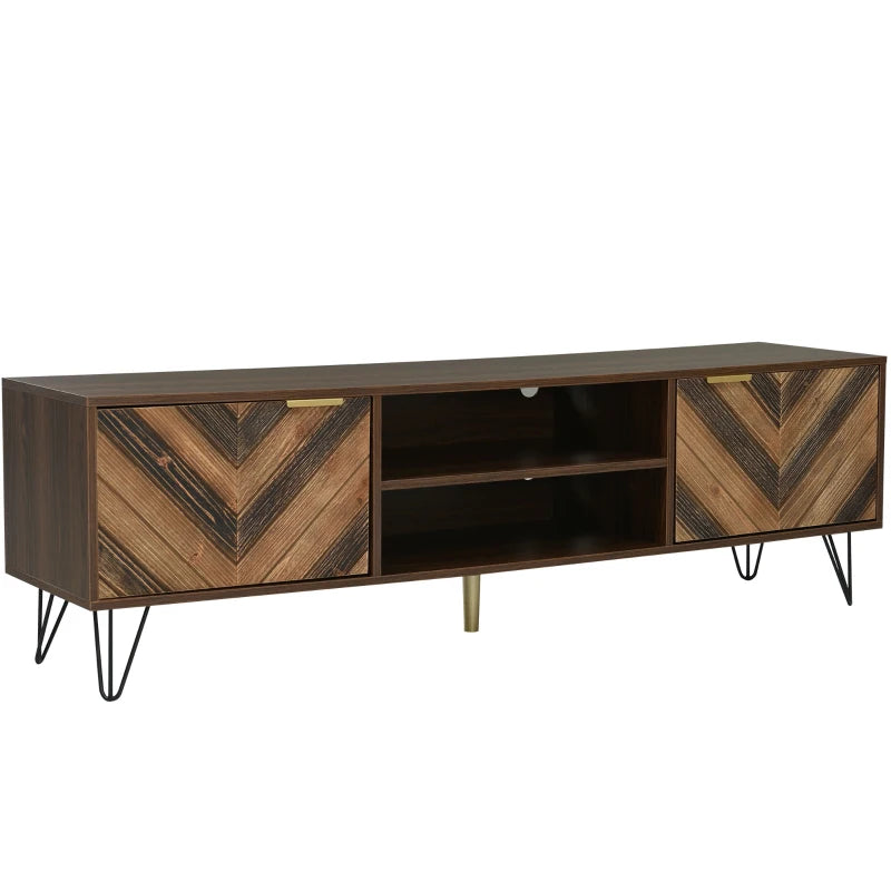 Mueble TV Móvil Natural con Puertas de Madera Maciza y Patas de Hierro image 9