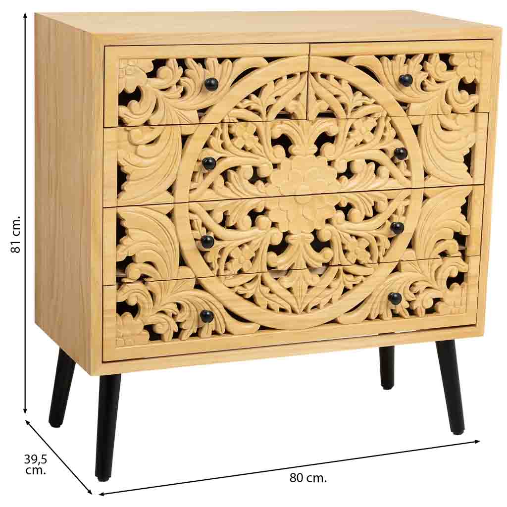 CÓMODA DE MADERA MARRÓN – COLECCIÓN DAVIS (5 CAJONES) image 7