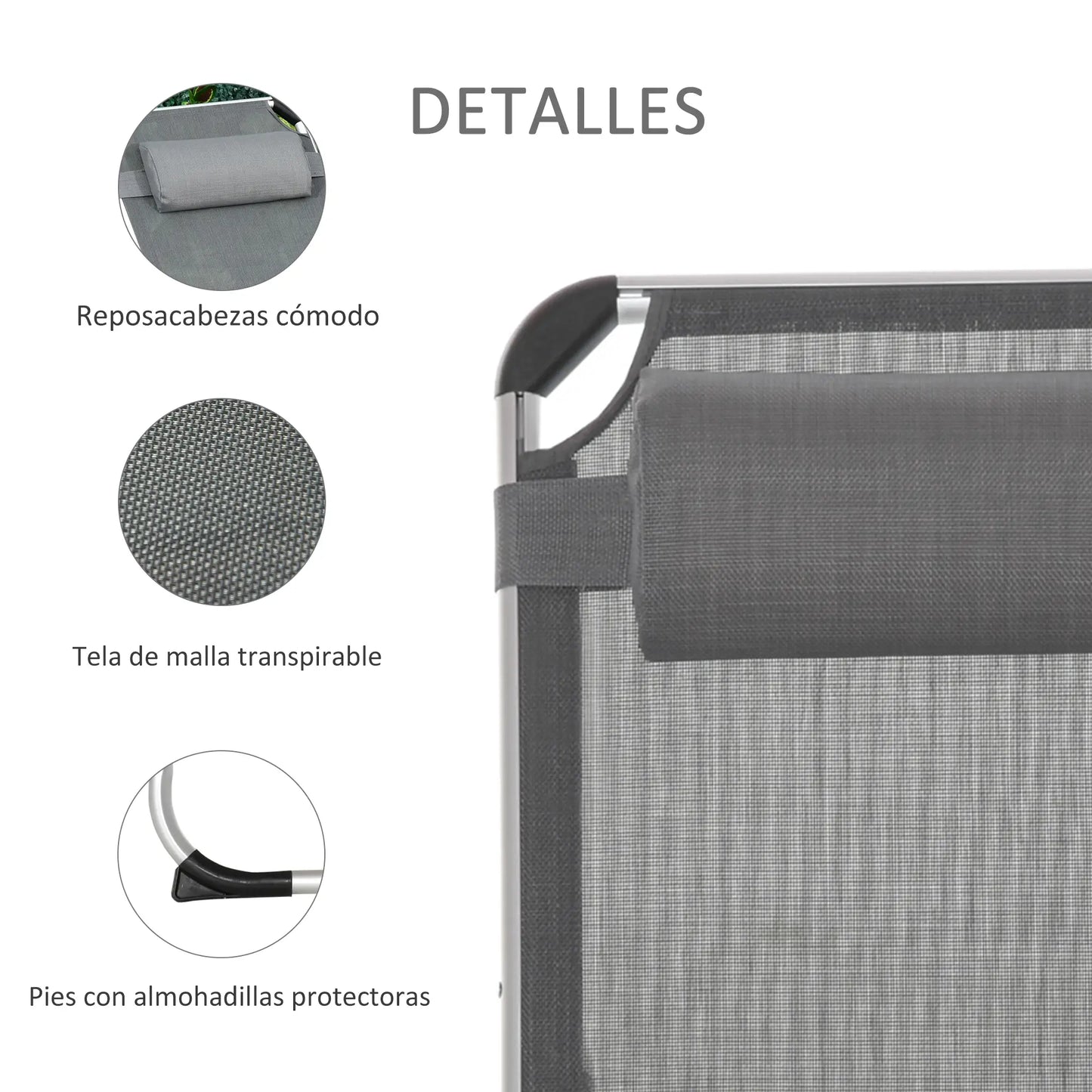TUMBONA DE JARDÍN PLEGABLE RECLINABLE ALU RELAX PRO GRIS image 9