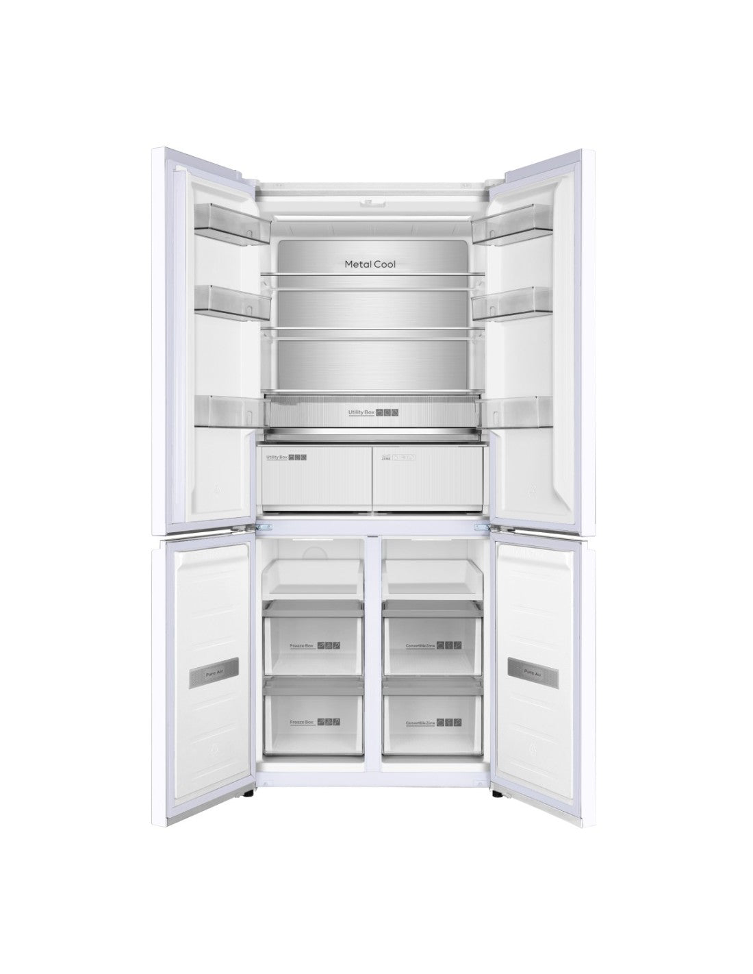 ❄️ Frigorífico 4 Puertas Johnson JR4D1986ENGW 190 cm Cristal Blanco – 521L No Frost Inverter