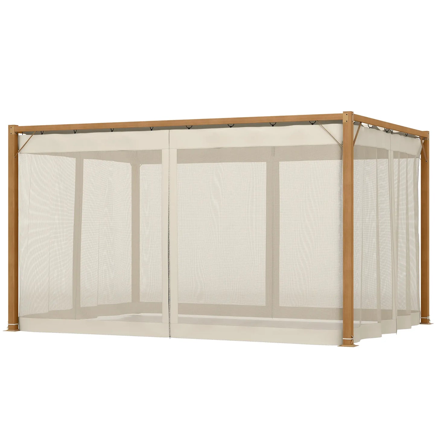 🌿 PÉRGOLA DE JARDÍN “NATURSHADE” 4x3m – RETRÁCTIL CON MOSQUITERAS Y EFECTO MADERA