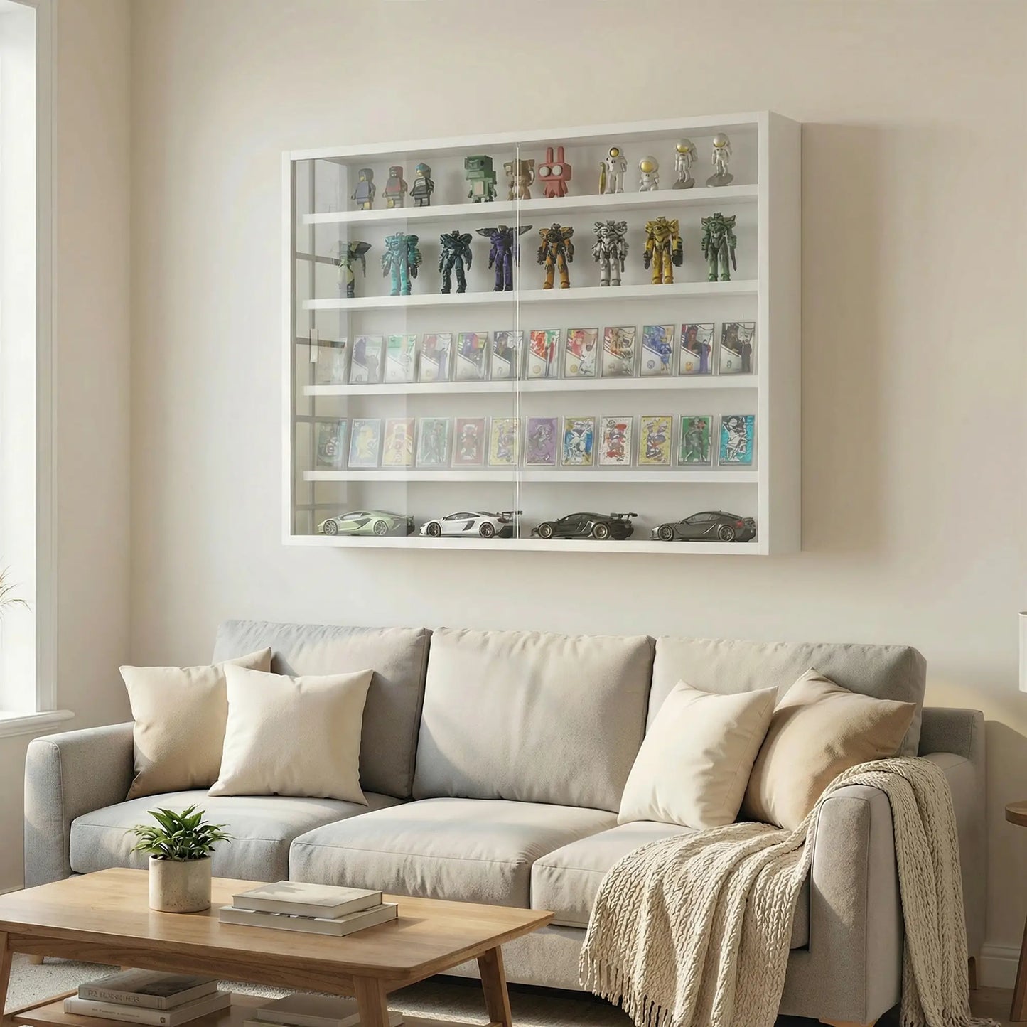 🪟 Vitrina de Pared DISPLAY WHITE – 80 cm con Puertas Correderas