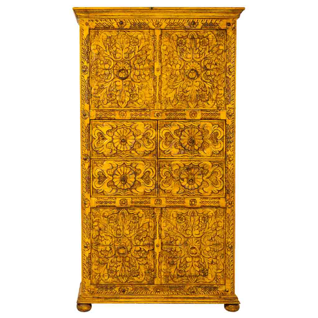 ARMARIO DALIAN YELLOW ARTESANAL DE MADERA MACIZA 2 CAJONES Y 4 PUERTAS image 8