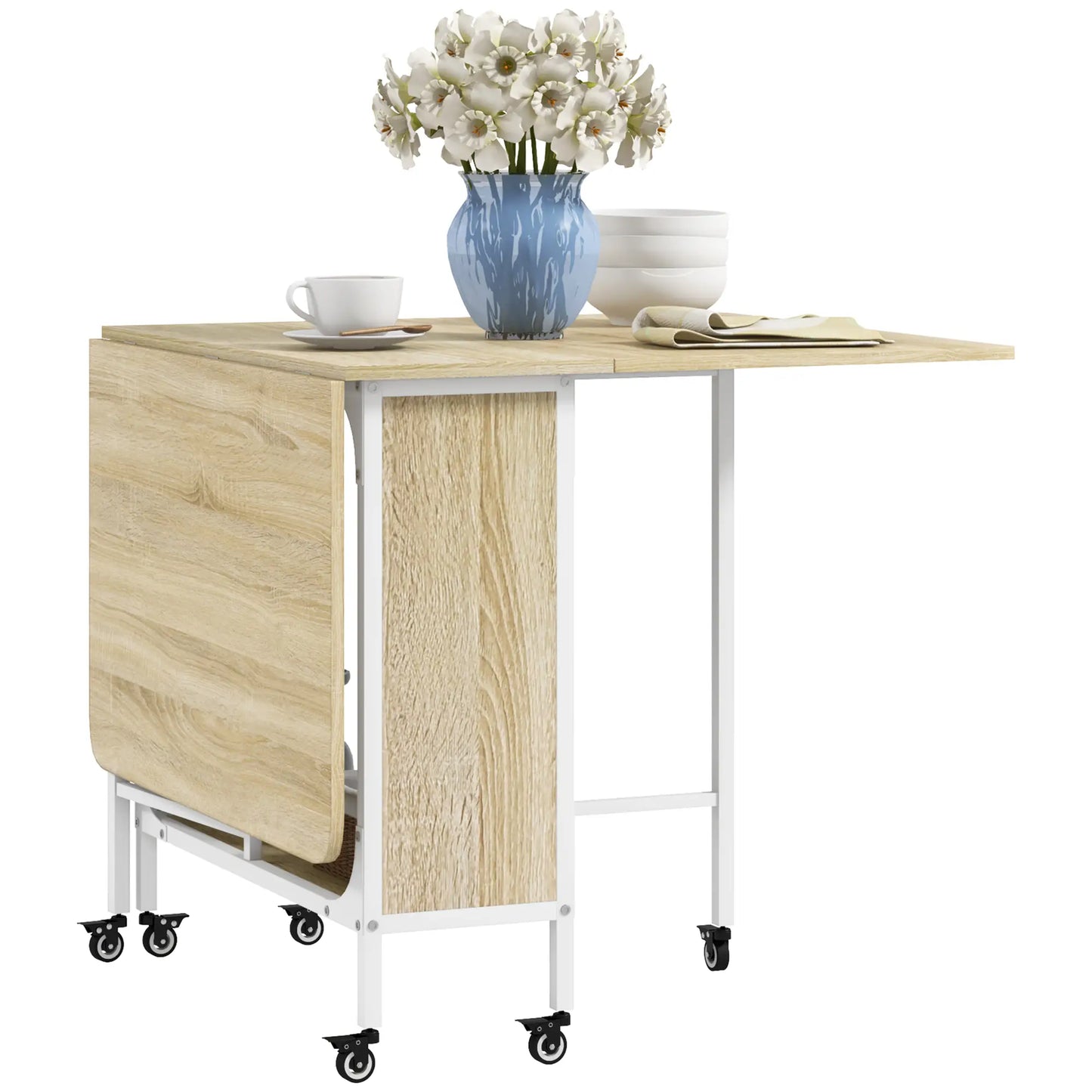 MESA DE COCINA PLEGABLE CON RUEDAS Y ALAS ABATIBLES 130x80 CM image 10