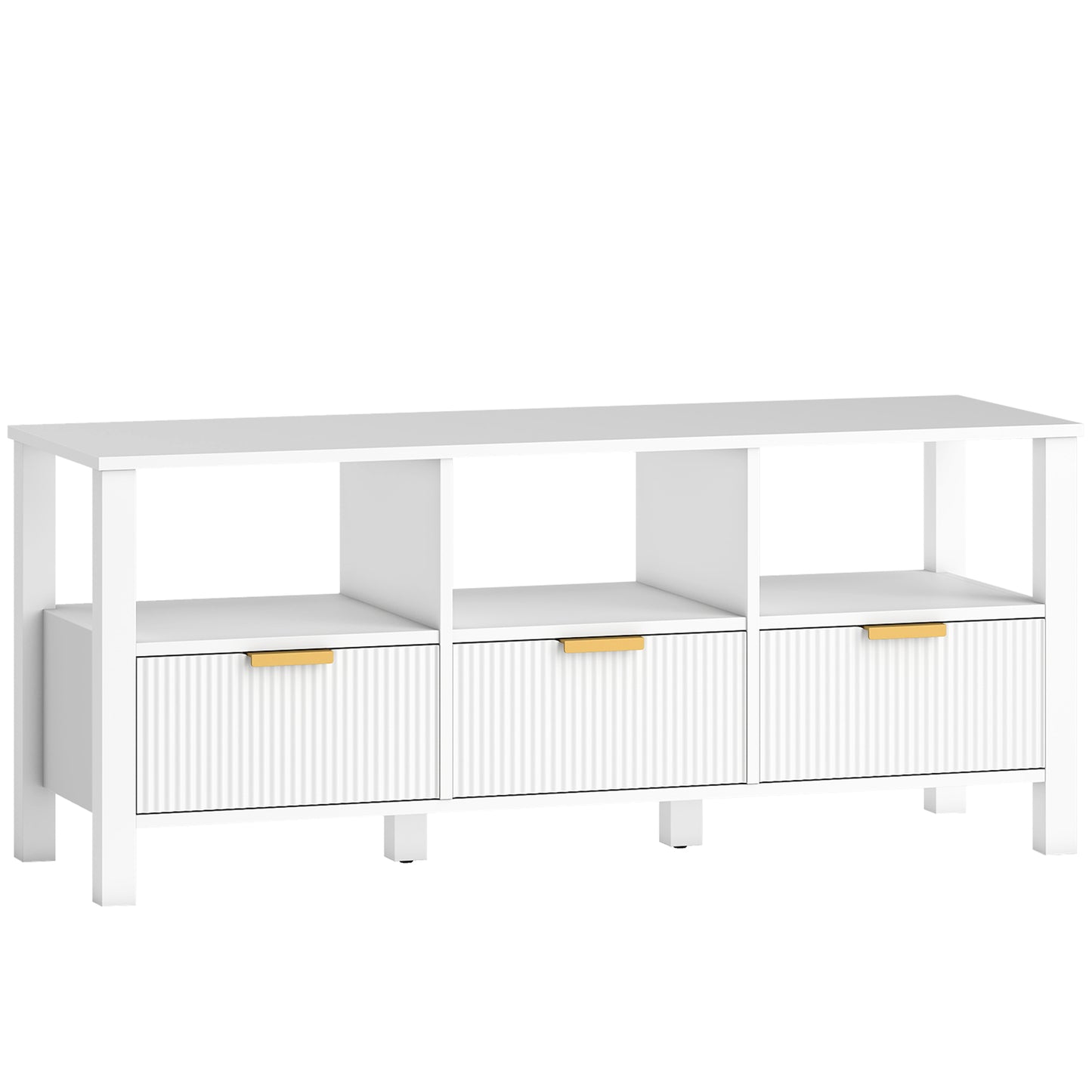 MUEBLE TV DISEÑO ESTRIADO 120 CM BLANCO & DORADO image 9