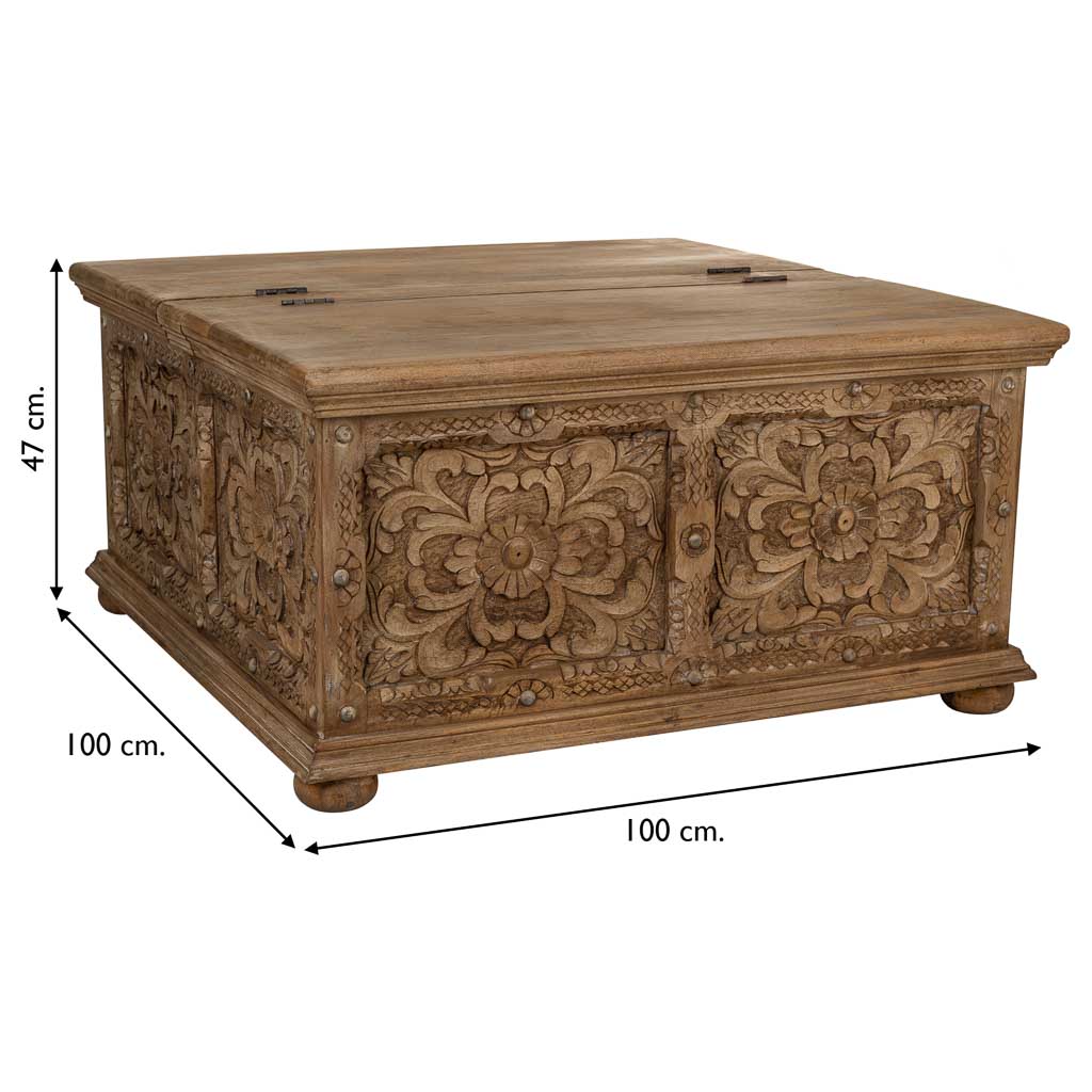 MESA BAÚL DE CENTRO DALIAN ARTESANAL MARRÓN image 6