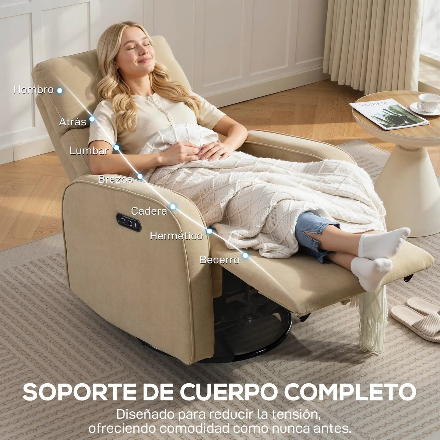 SILLÓN RELAX ELÉCTRICO LUMERA COMFORT DUO GIRATORIO Y BALANCÍN CON DOBLE MOTOR image 8