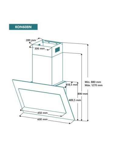Campana de pared inclinada Johnson 60 cm Cristal Negro image 1