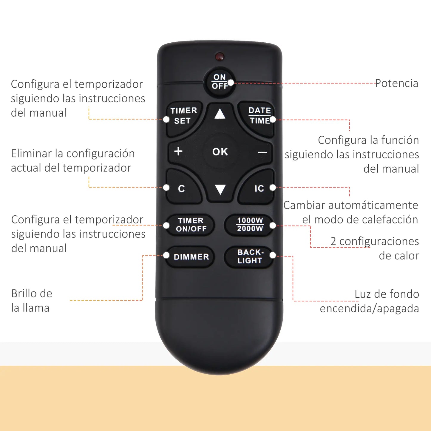 CHIMENEA ELÉCTRICA WALLFIRE LUX 2000W 89,2 CM NEGRO image 9