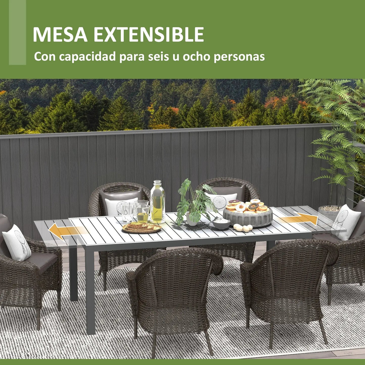 MESA DE COMEDOR EXTERIOR EXTENSIBLE ATENAS 180/240 CM image 9