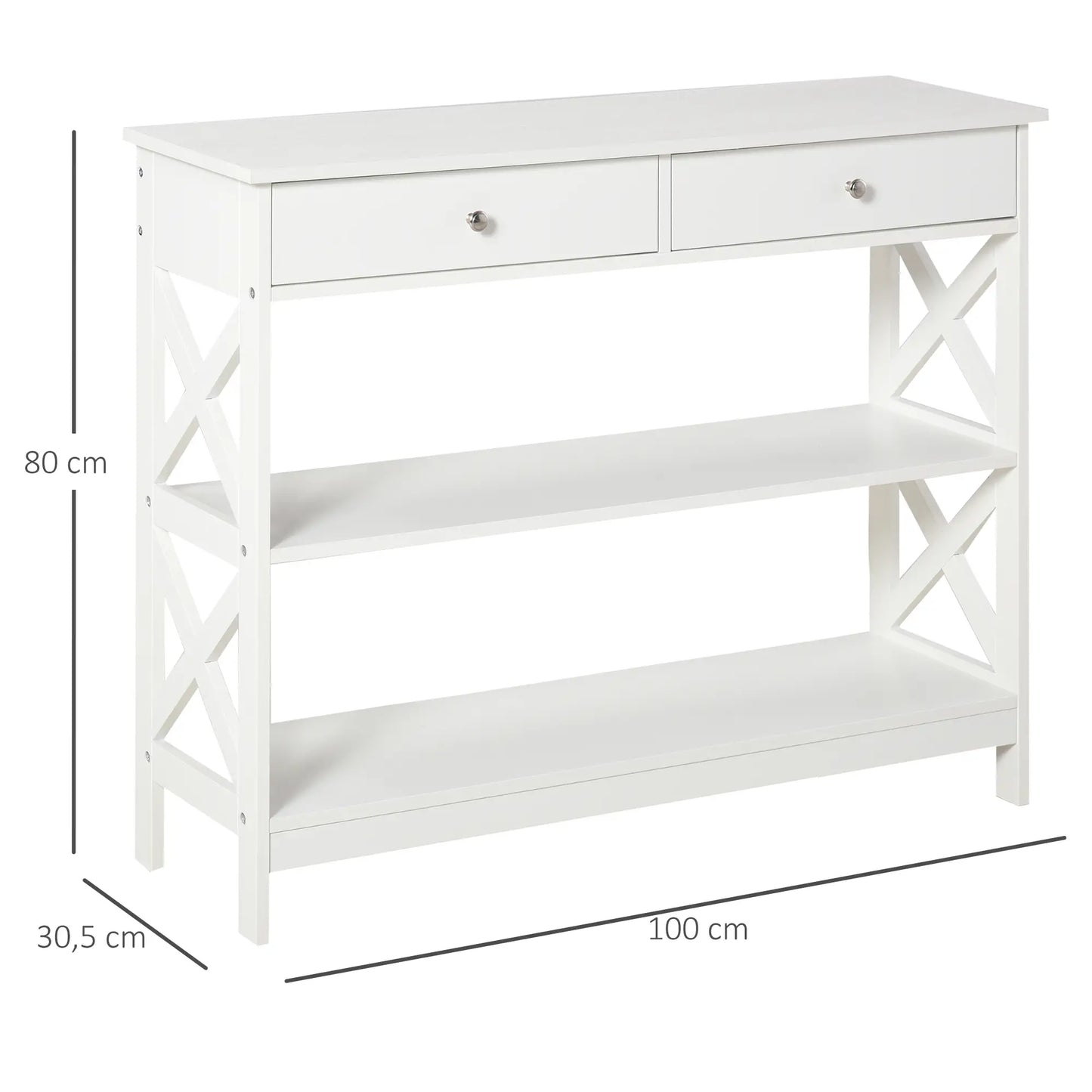 CONSOLA MODERNA BLANCA “X-LINE DOUBLE DRAWER” image 9