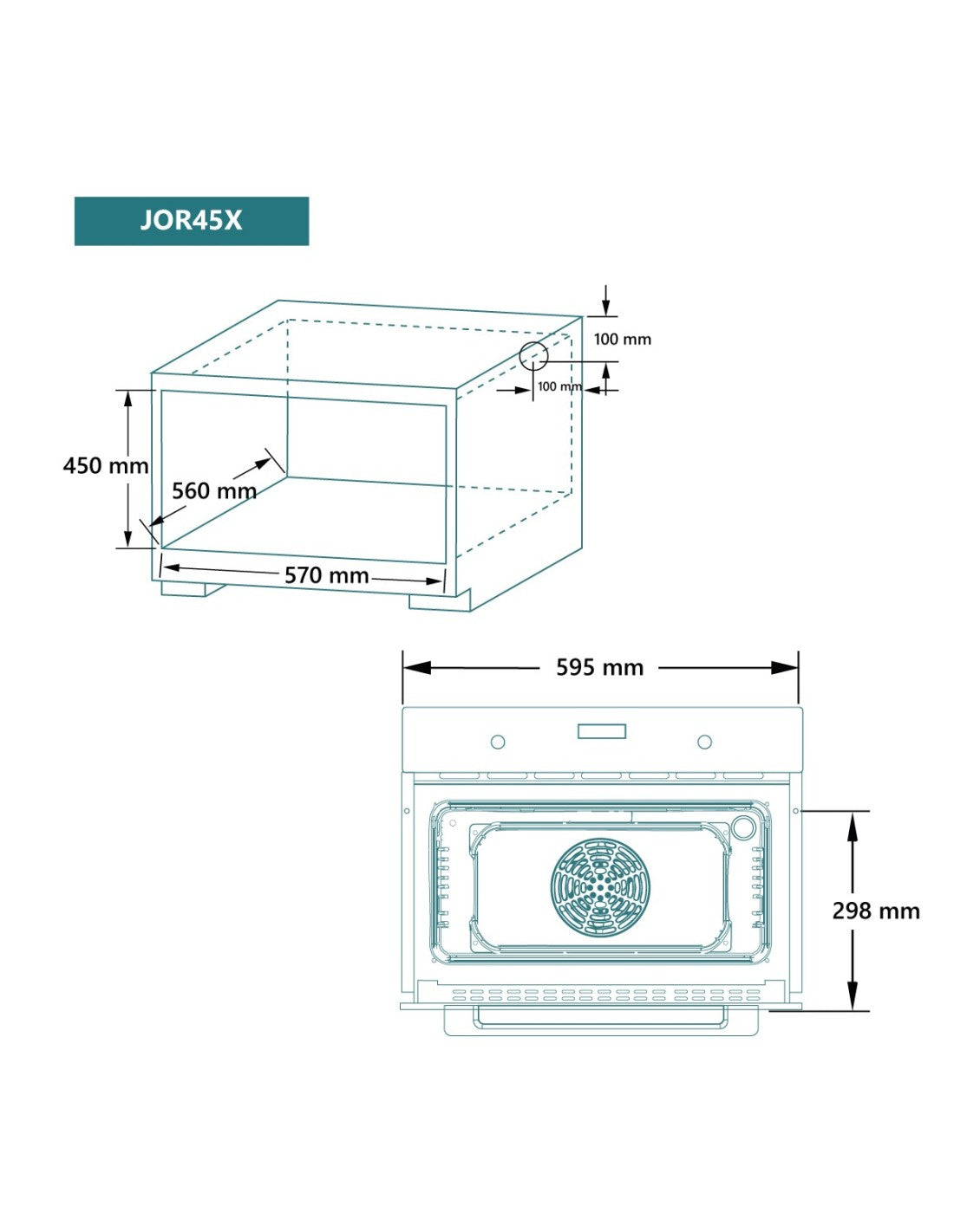 🔥 Horno Multifunción Johnson JOR45X Compacto 45 cm Inox y Cristal Negro – 45L con 8 Funciones