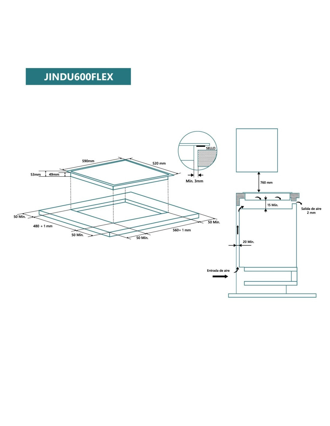 🔥 Placa de Inducción Johnson JINDU600FLEX Flexible Cristal Negro – 60 cm con Zonas Flex y Booster