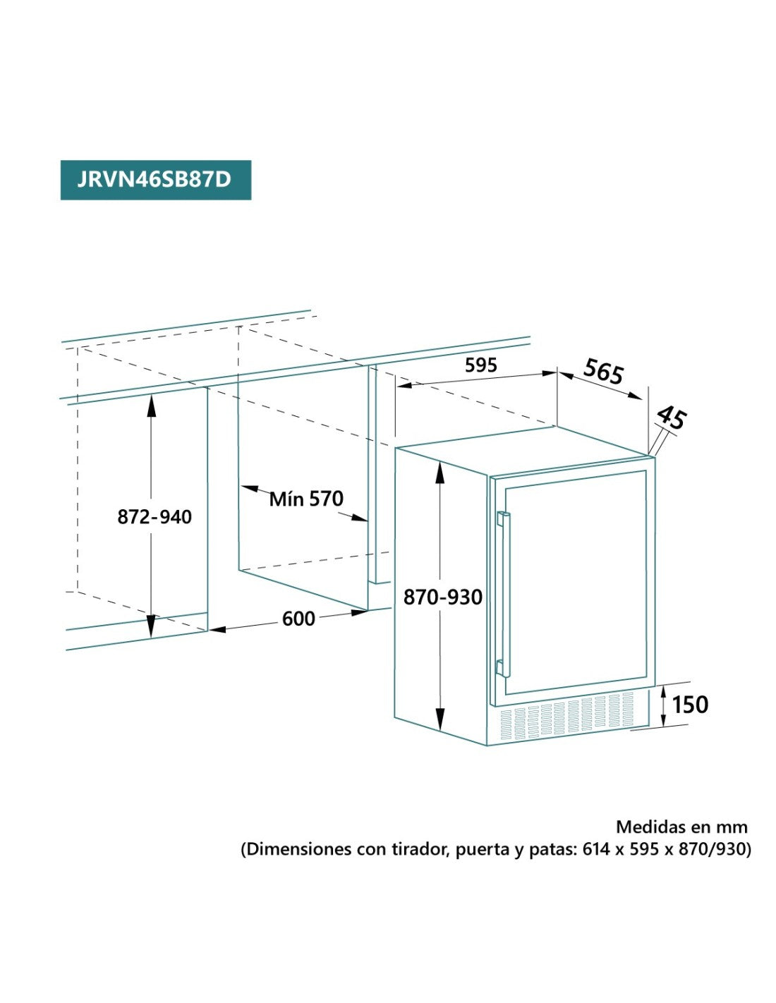 🍷 Vinoteca Johnson JRVN46SB87D 87 cm – 46 Botellas Dual Zone