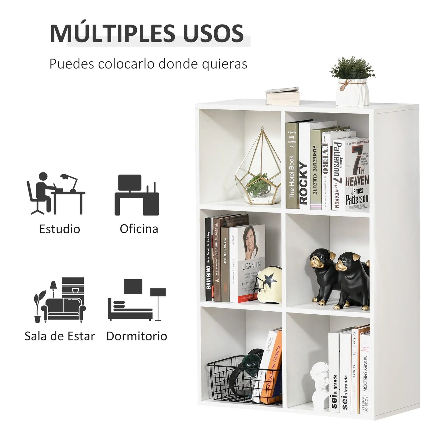📚 Librería Cubos ORGANIC CUBE – 6 Compartimentos 97 cm