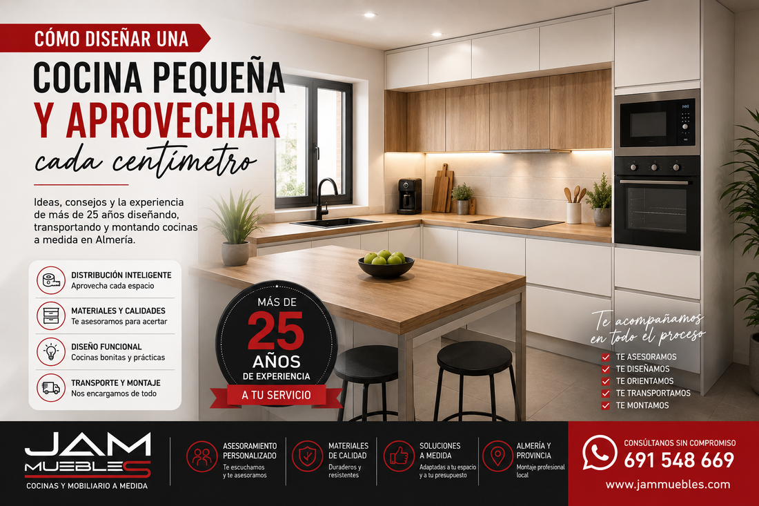 Diseño de cocina pequeña funcional y moderna | JAM Muebles Almería