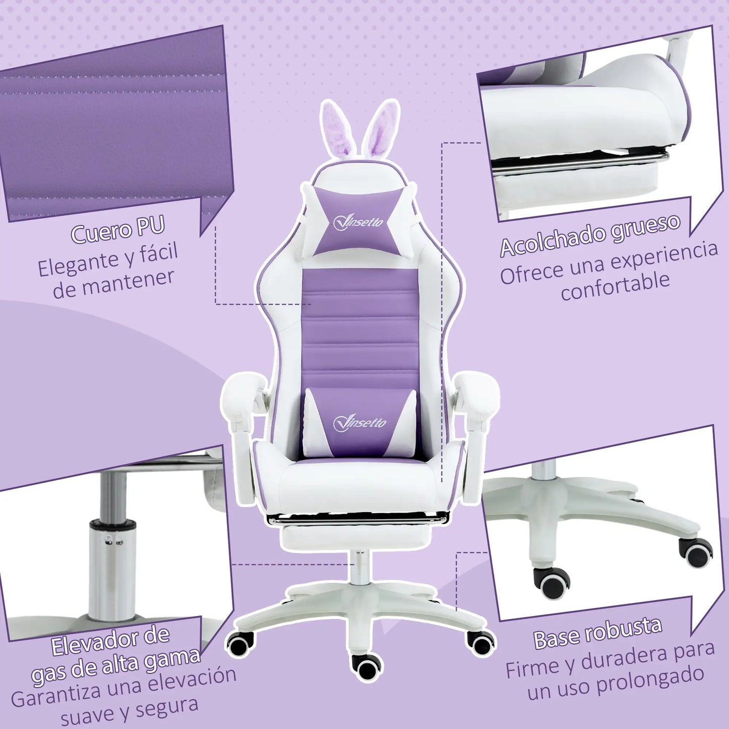 SILLA GAMER MODELO PURPLEBUNNY image 8