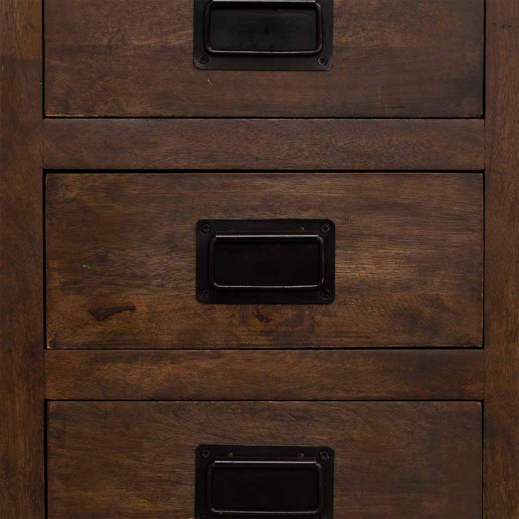 MESITA ÓXIDO ARTESANAL DE MADERA MACIZA CON 3 CAJONES image 4