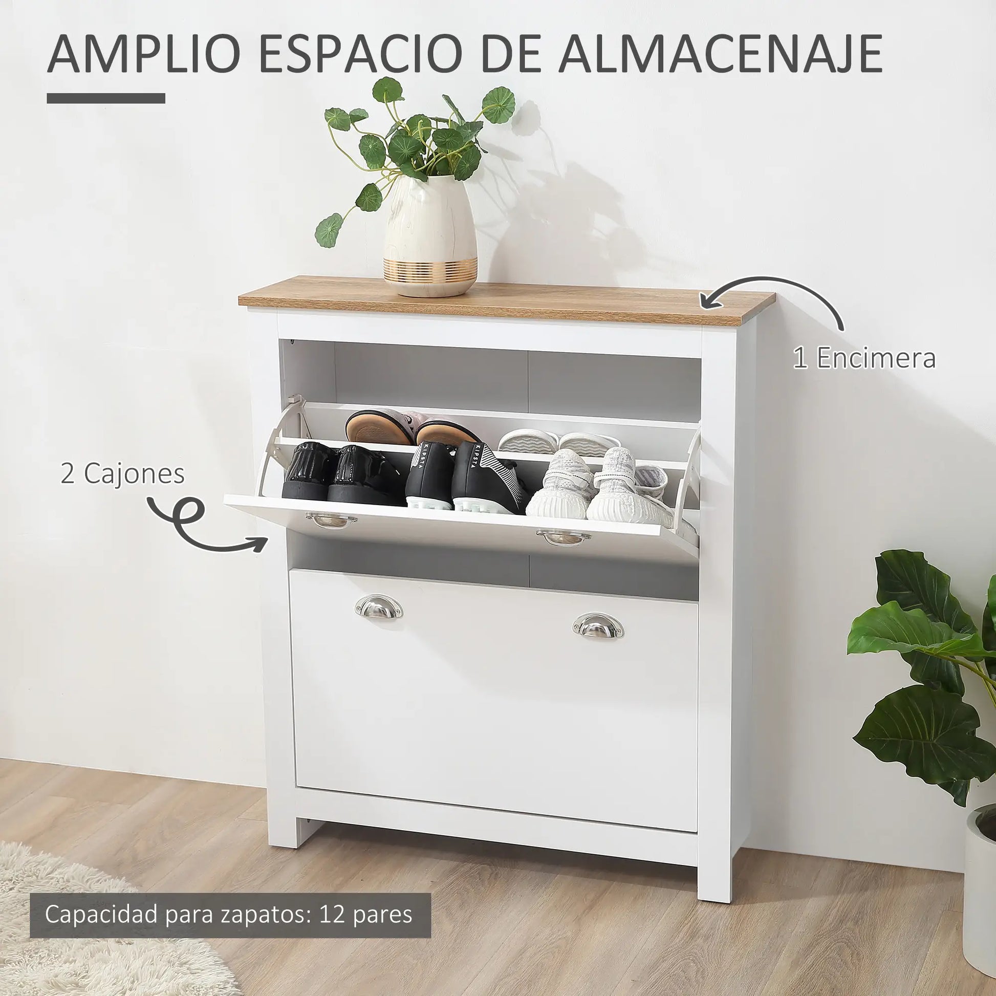 ZAPATERO ESTRECHO CON 2 CAJONES ABATIBLES PARA 12 PARES image 1