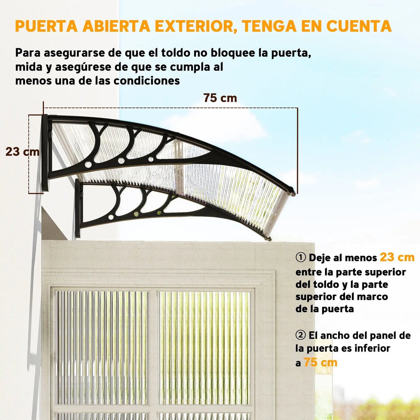 MARQUESINA EXTERIOR AURORA CLEAR PARA PUERTA Y VENTANA image 6