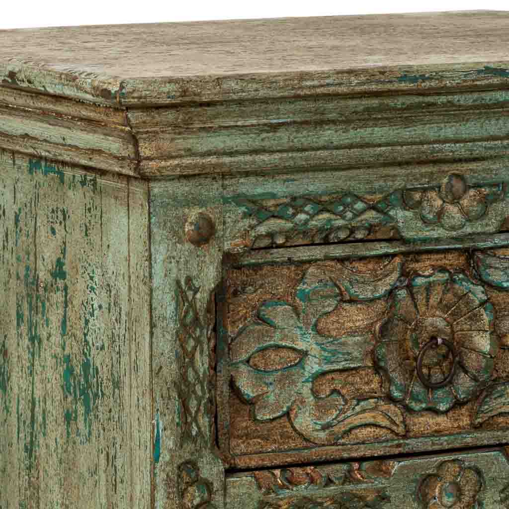 MESITA DE NOCHE DALIAN ARTESANAL VERDE AGUAMARINA CON 2 CAJONES image 4