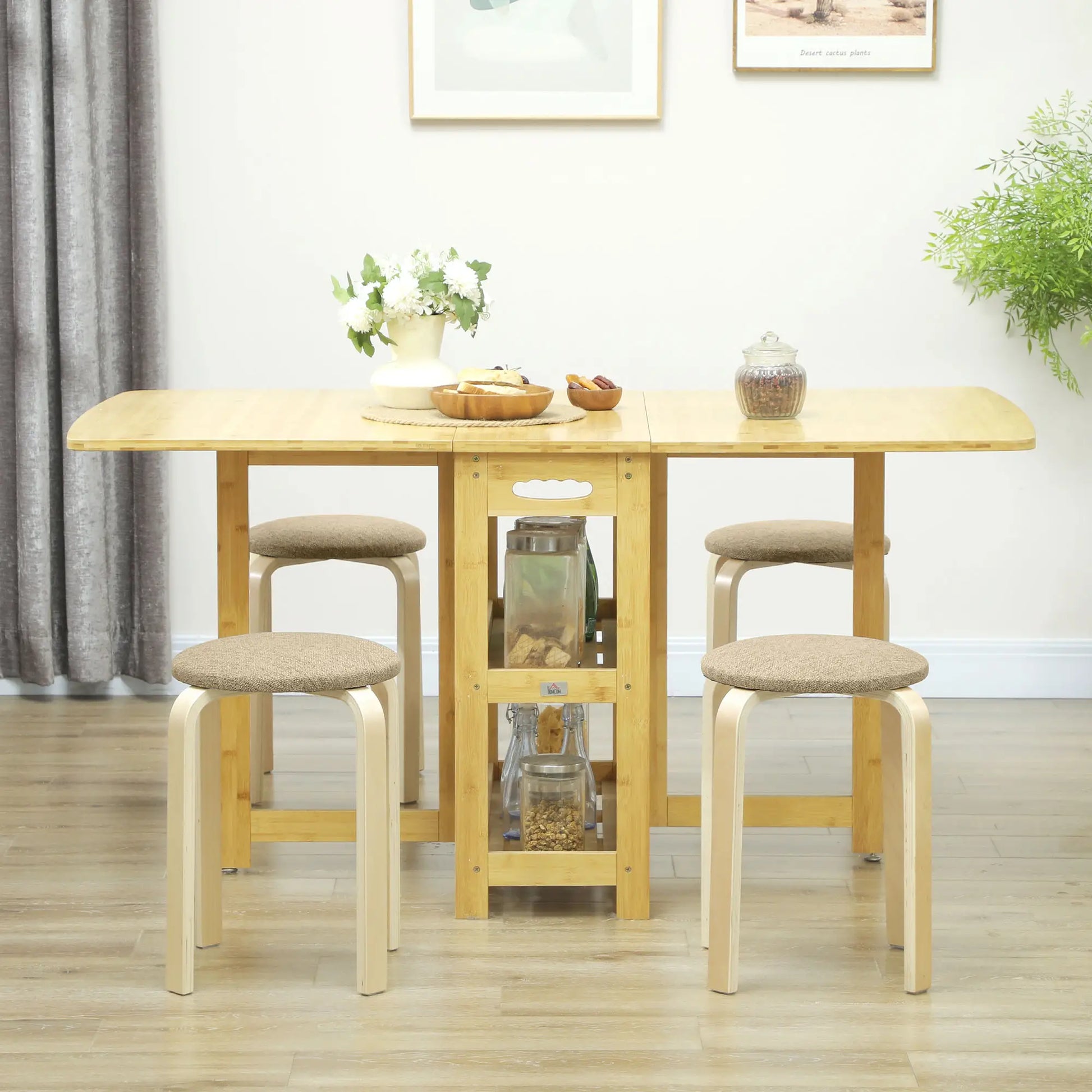 JUEGO DE 4 TABURETES APILABLES DE MADERA CON ASIENTO ACOL CAQUI – MODELO KENIA image 8