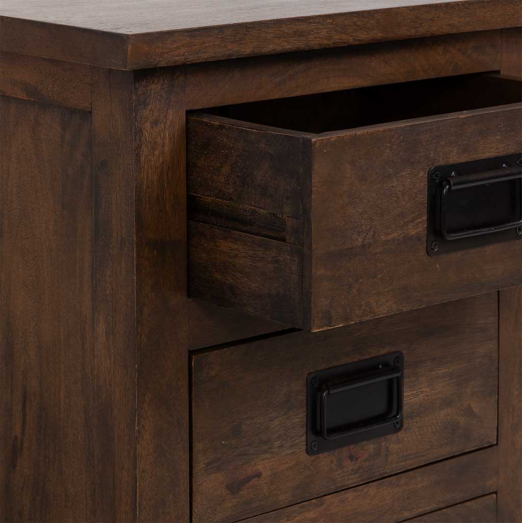 MESITA ÓXIDO ARTESANAL DE MADERA MACIZA CON 3 CAJONES image 5