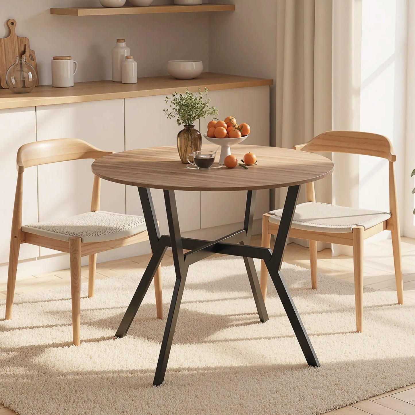 MESA DE COMEDOR REDONDA ESTILO INDUSTRIAL Ø90 CM image 7
