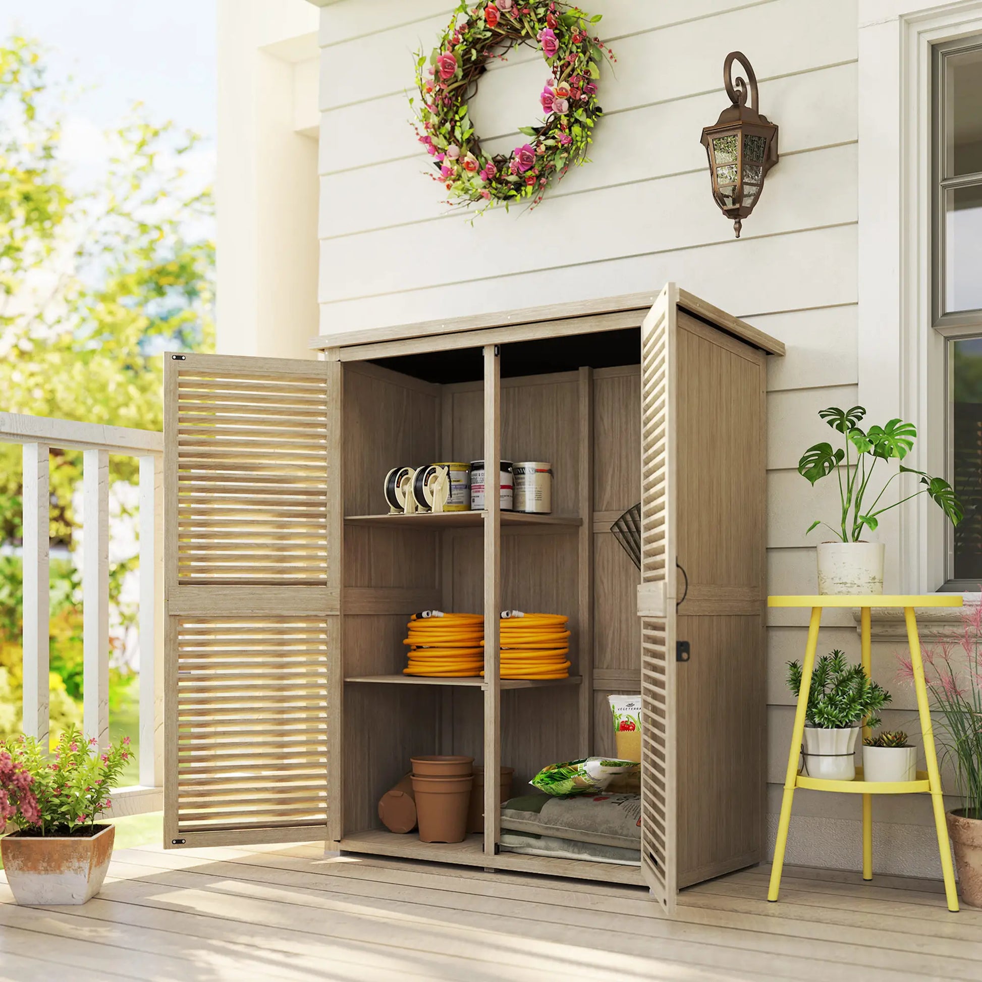 ARMARIO DE JARDÍN NATUREBOX – MADERA NATURAL CON PUERTAS DE PERSIANA image 4