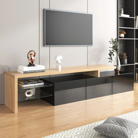 MUEBLE TV “LUX BLACK WOOD LED” 197,5 CM image 0