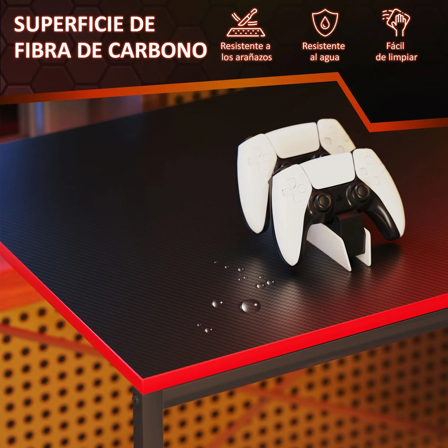 ESCRITORIO GAMING NEXUS CARBON RGB 110 CON LUCES LED image 5