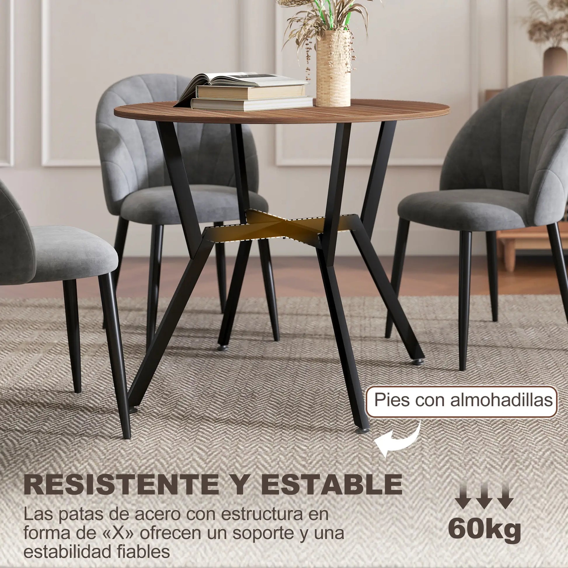 MESA DE COMEDOR REDONDA ESTILO INDUSTRIAL Ø90 CM image 8