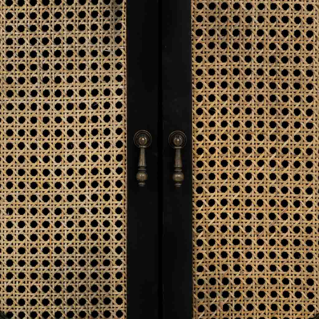 RECIBIDOR ALIKA DE MADERA Y RATÁN CON 1 CAJÓN Y 2 PUERTAS NEGRO image 4