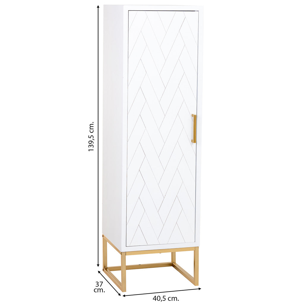 ARMARIO MARTA DE MADERA Y METAL BLANCO 1 PUERTA CON 3 ESTANTES image 2