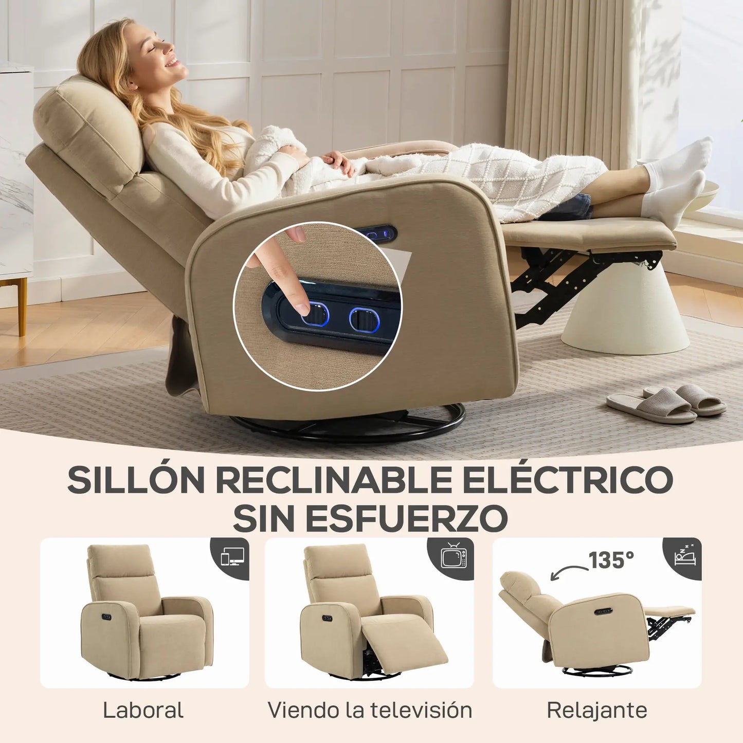 SILLÓN RELAX ELÉCTRICO LUMERA COMFORT DUO GIRATORIO Y BALANCÍN CON DOBLE MOTOR image 6