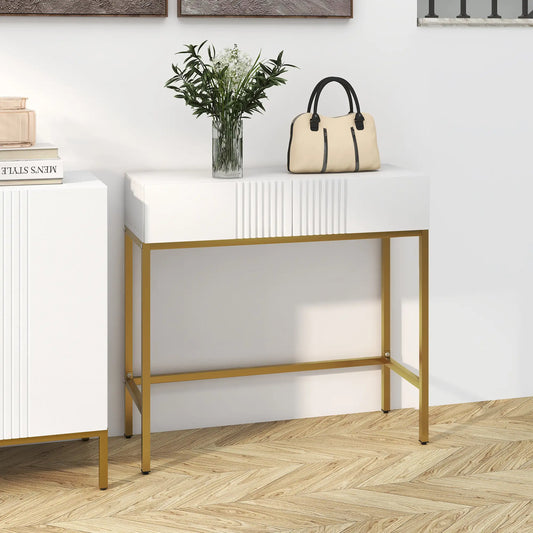 CONSOLA MODERNA BLANCA “GOLDEN LINE DOUBLE DRAWER” image 0