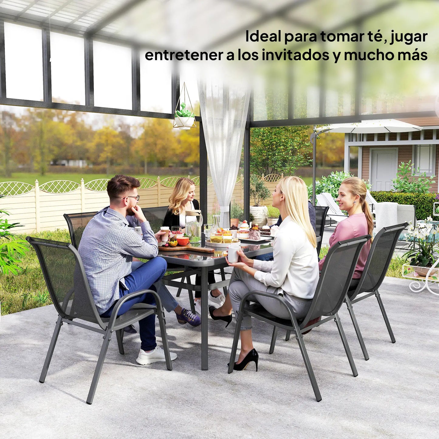 CONJUNTO DE JARDÍN OASIS DINING 7 PIEZAS – MESA Y 6 SILLAS PARA TERRAZA image 7