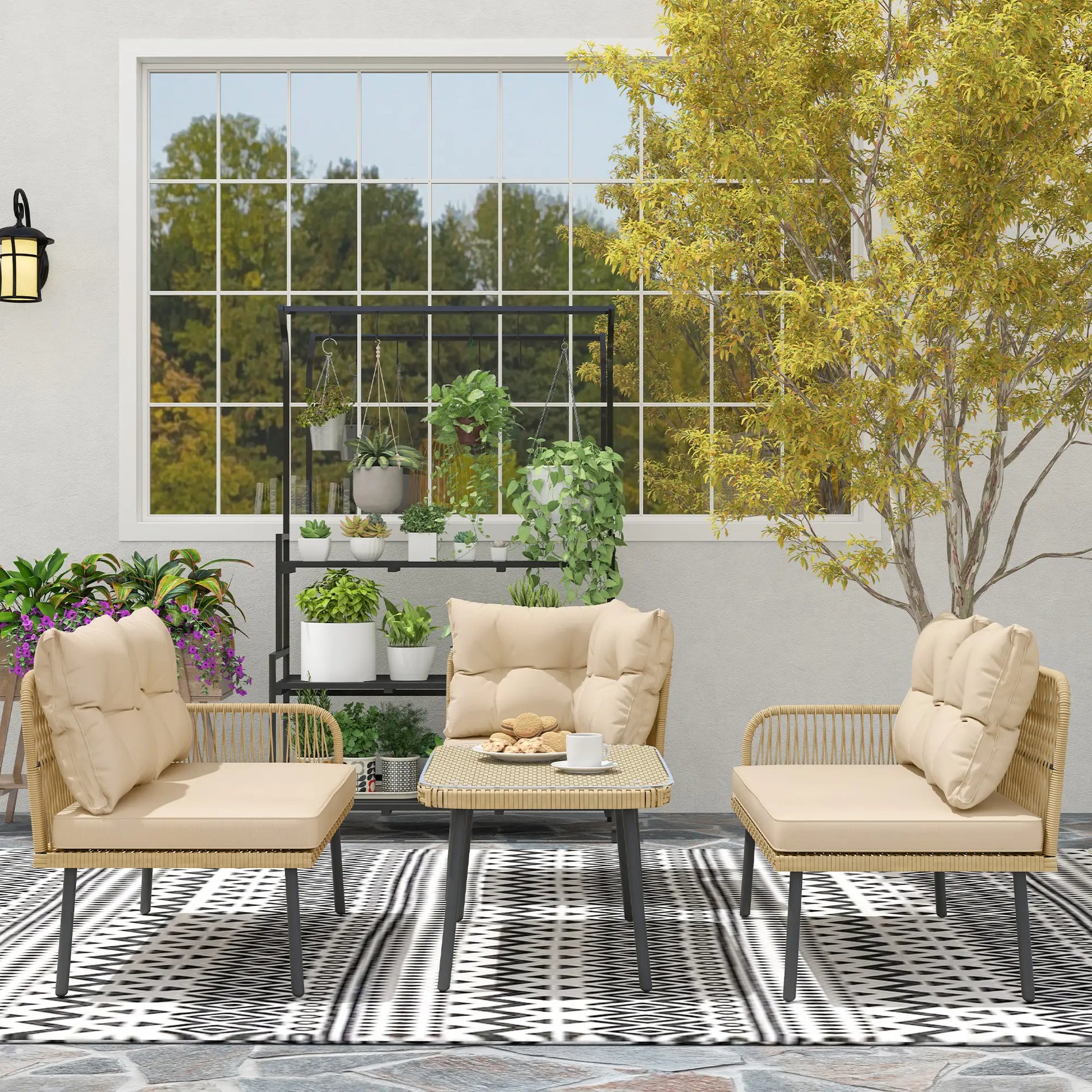 CONJUNTO DE JARDÍN DE RATÁN EN L TERRA LOUNGE 4 PIEZAS image 1