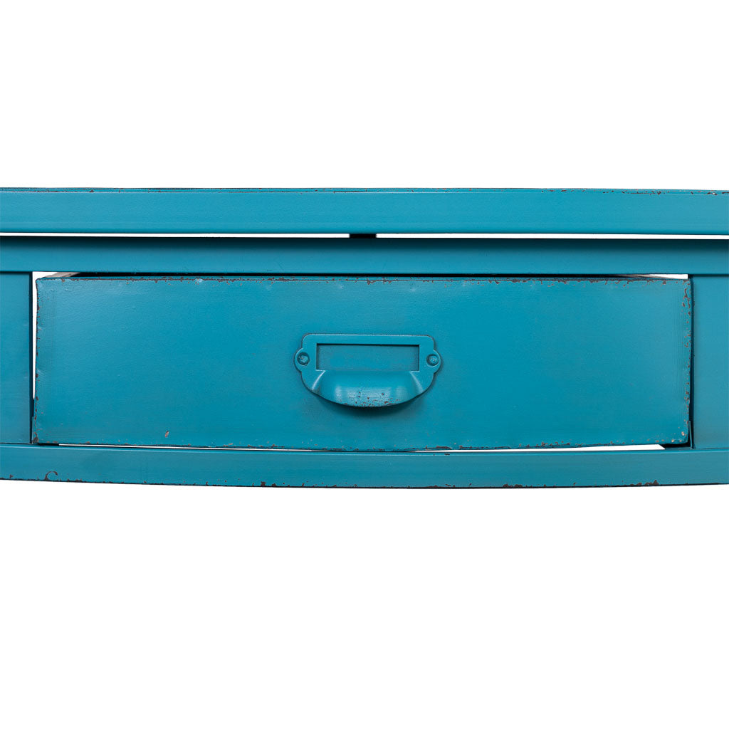 RECIBIDOR ALKA DE METAL AZUL ENVEJECIDO 1 CAJÓN image 3