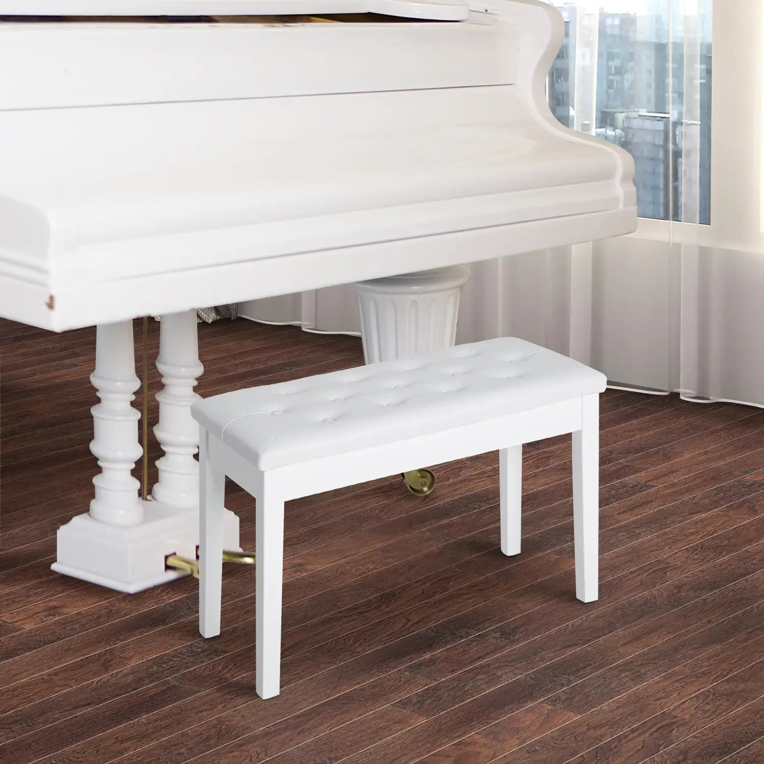 BANQUETA DE PIANO ARMONÍA BLANCA CON ALMACENAMIENTO image 8