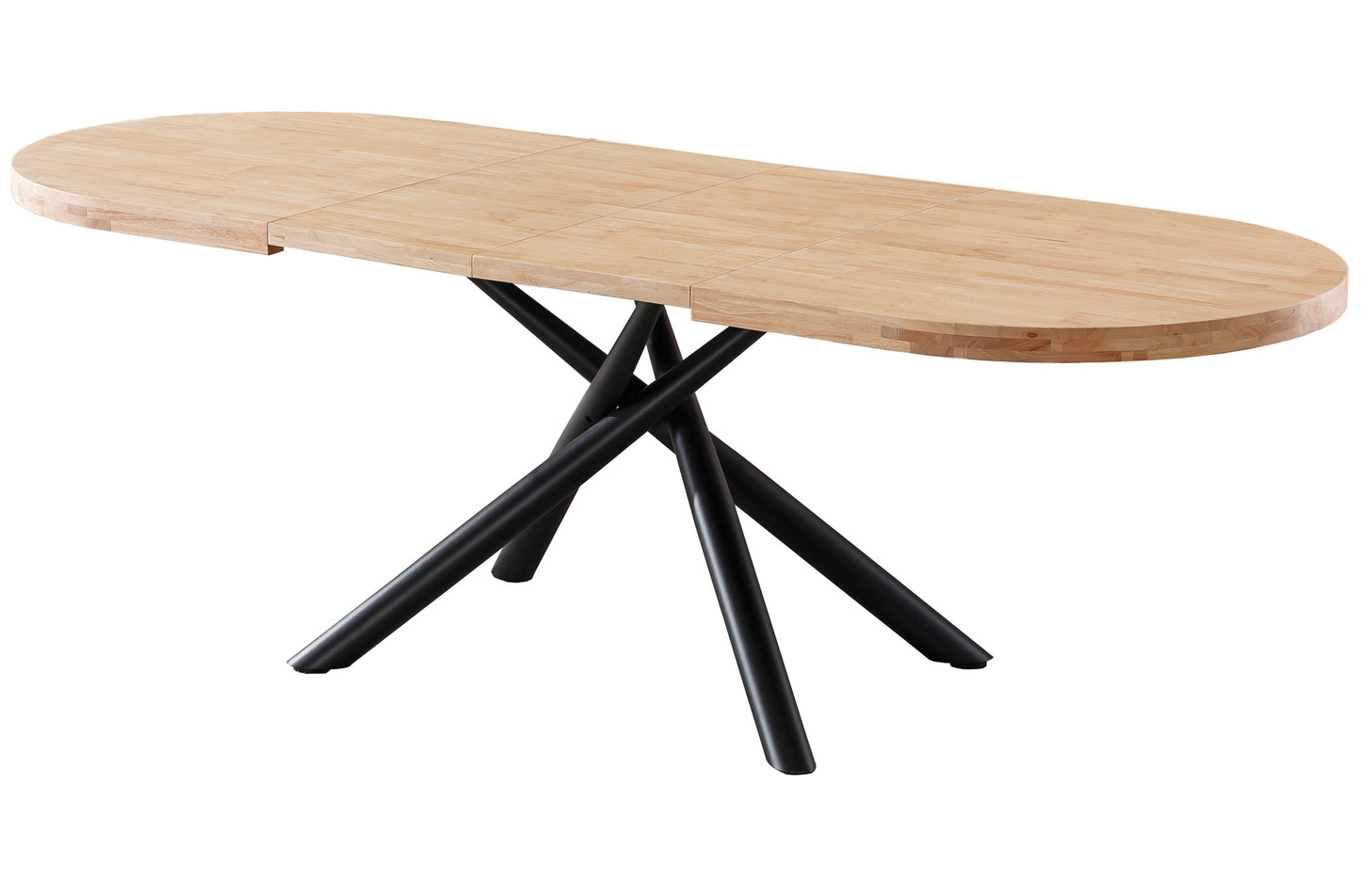 🍽️ Mesa de Comedor Extensible Senda Oval – Roble Nordish o Honey con Patas Metálicas Negras (160-200-240 cm)
