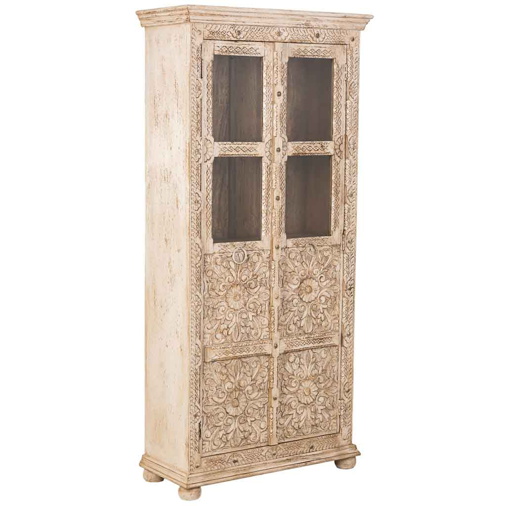 VITRINA DALIAN ARTESANAL BEIGE DE MADERA MACIZA image 0