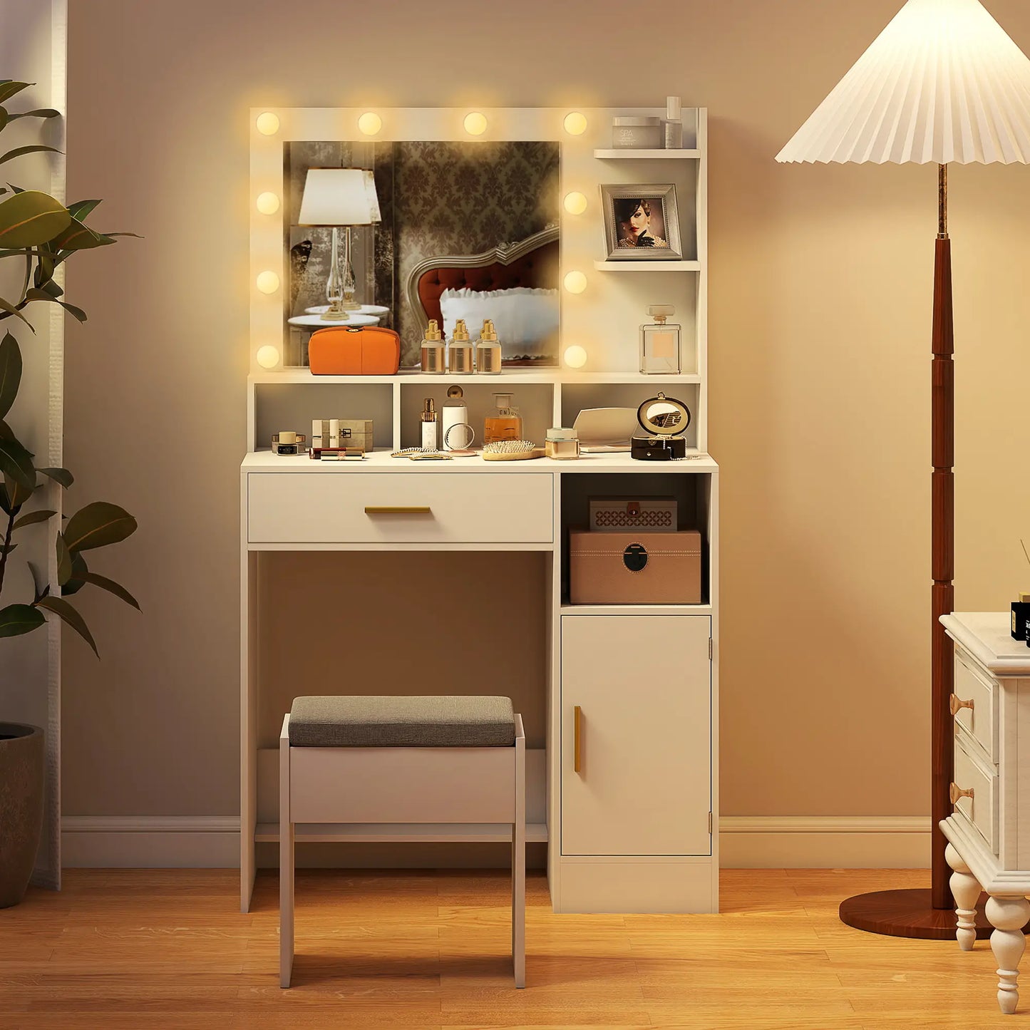 TOCADOR HOLLYGLAM WHITE LED image 0
